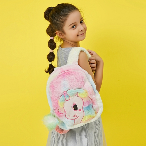 Cute Plush Unicorn Toddler Mini Travel Bag Princess Plush Backpack for Girls 1-6 - Picture 1 of 14